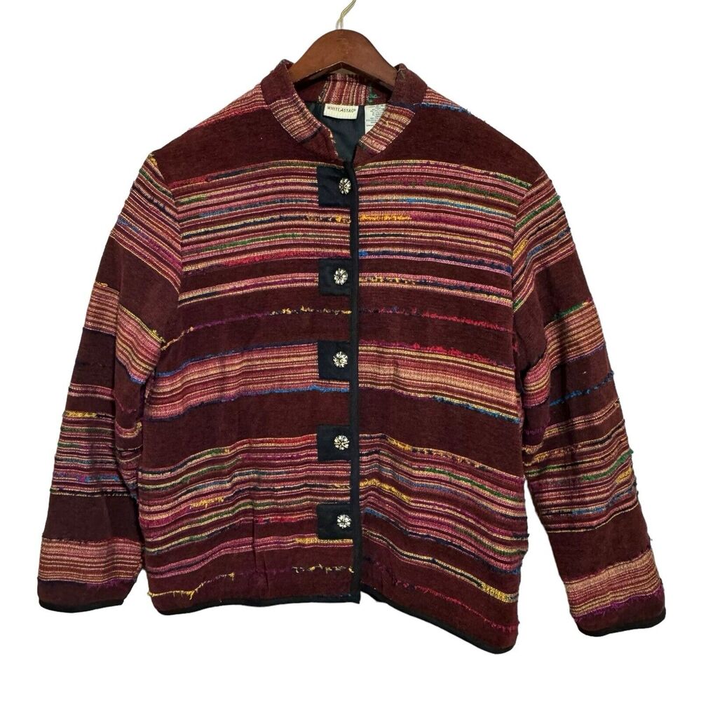 VINTAGE White Stag Tapestry Jacket Brown Red Yellow Blue Size Medium 8 / 10
